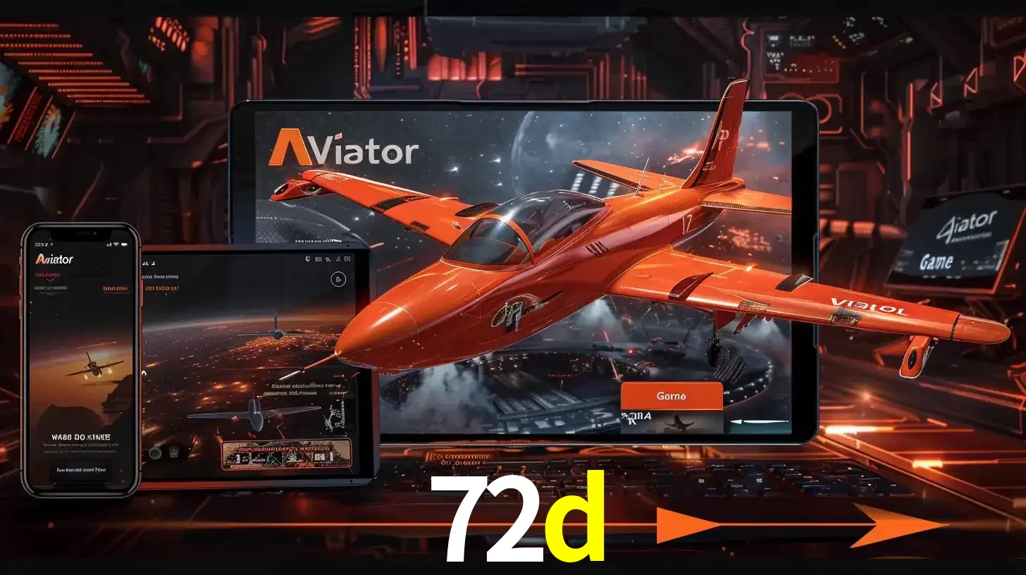Apresentação tecnológica do jogo Aviator com um avião saindo da tela de um tablet, demonstrando a experiência imersiva em múltiplos dispositivos no 72d.