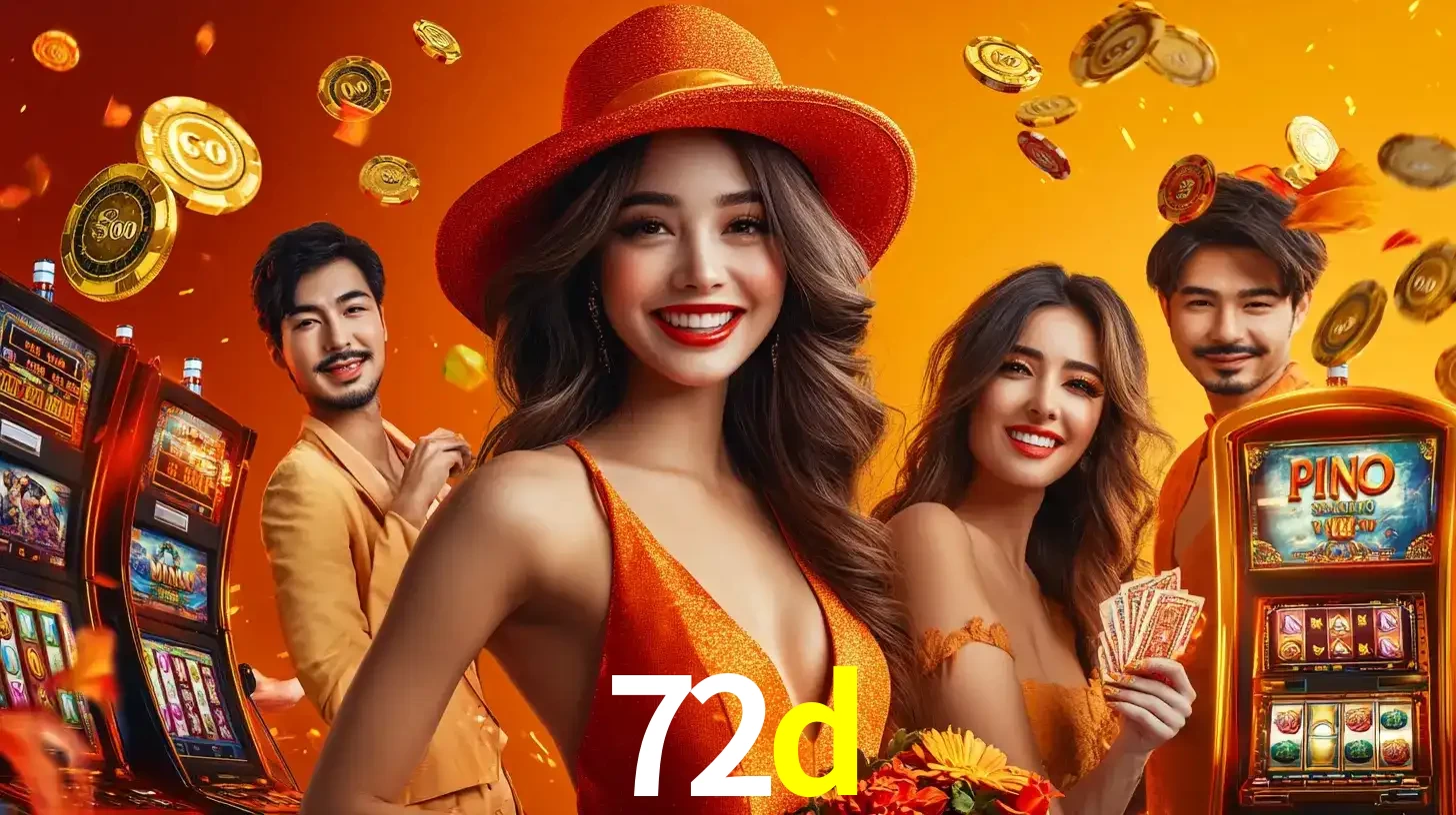 Grupo de amigos asiáticos sorrindo e se divertindo com máquinas de caça-níqueis em um ambiente festivo, celebrando suas vitórias nos jogos de cassino do 72d.